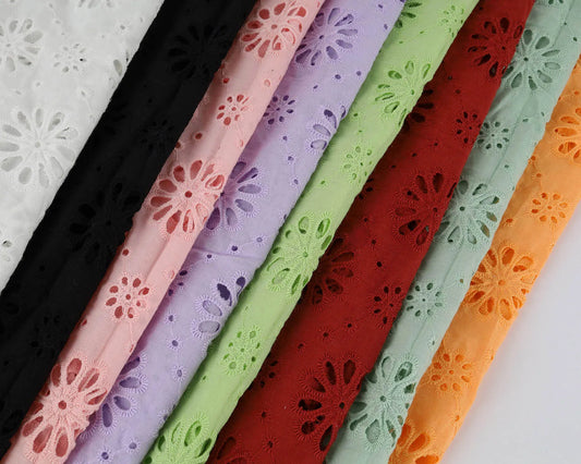 100% Cotton Hollow-out Embroidery Eyelet Lace Fabric - 50 inch wide sold by the yard