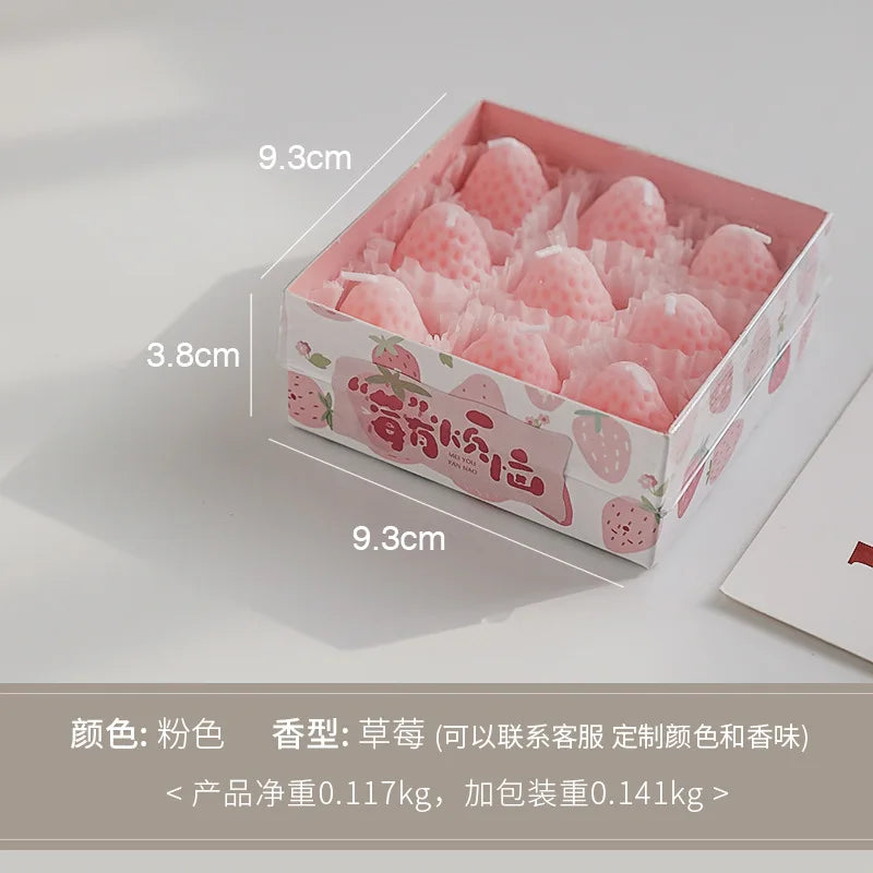 4pcs/1pc Strawberry Candles Soy Wax Aromatherapy Scented Fruit Candles Birthday Cake Topper Party Home Decoration Room Accessory