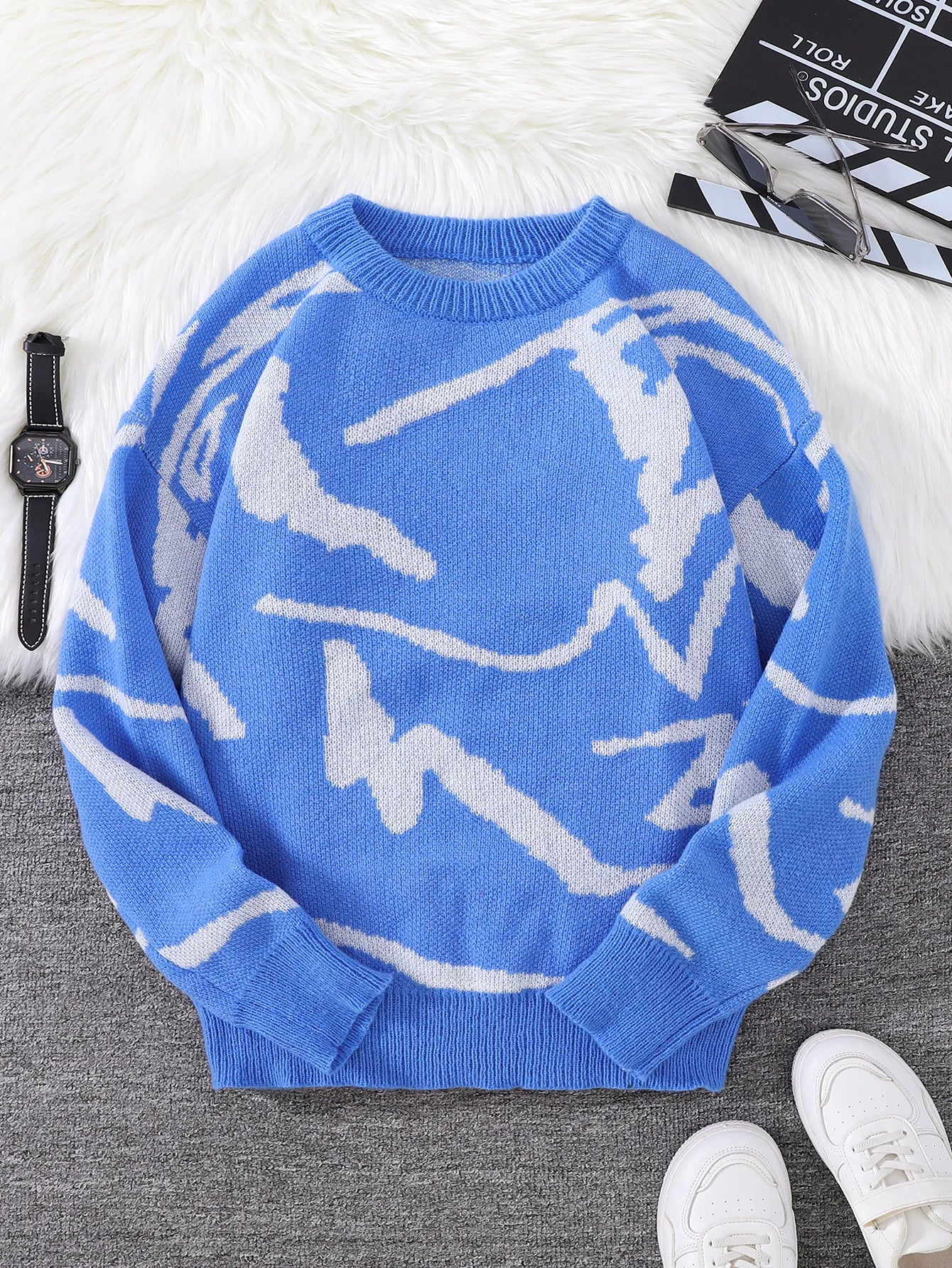 New Popular Graffiti Jacquard Pattern Sweater