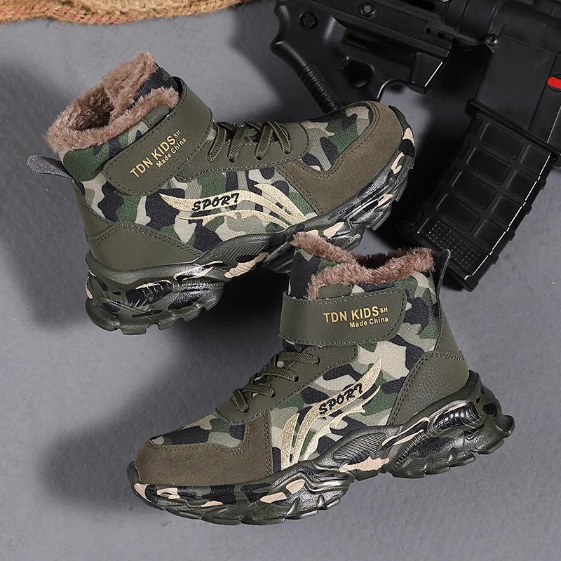 Winter Camouflage Faux Fur Boots For Kids