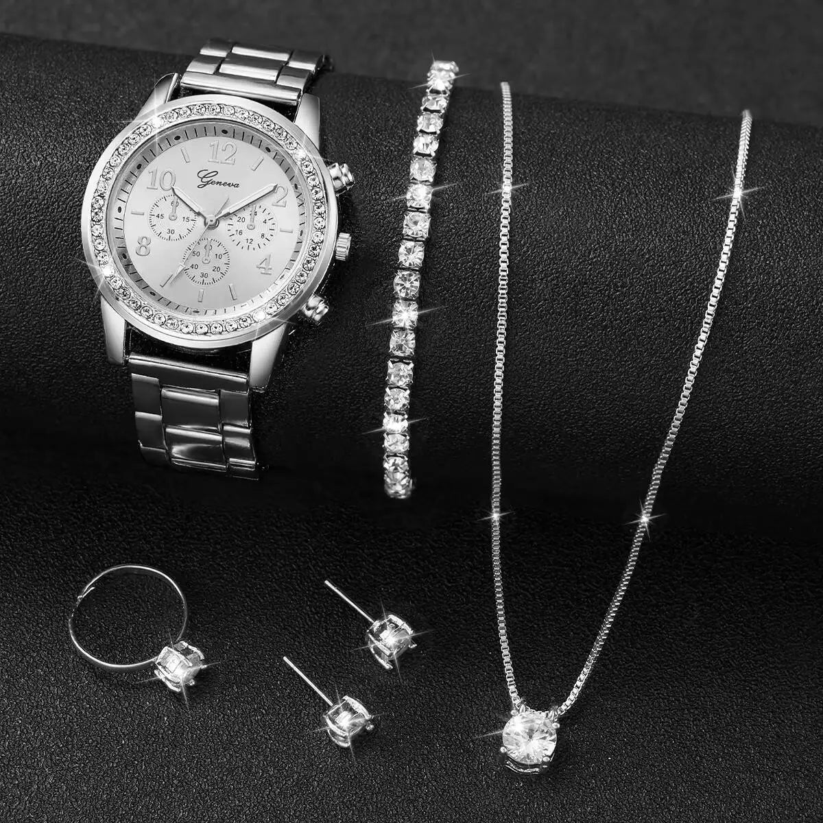 Fashion Rhinestone Women Watch+Jewelry