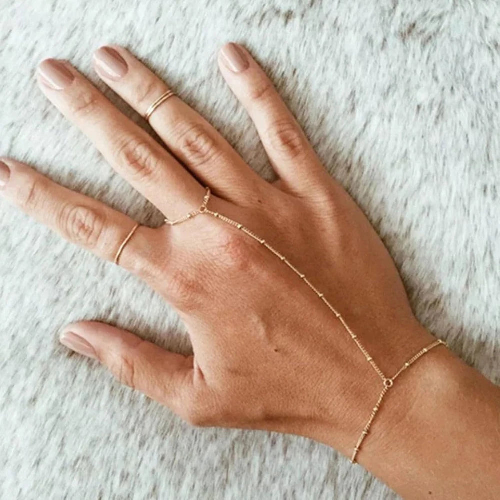 Dainty Hand Chain Bracelet Ring