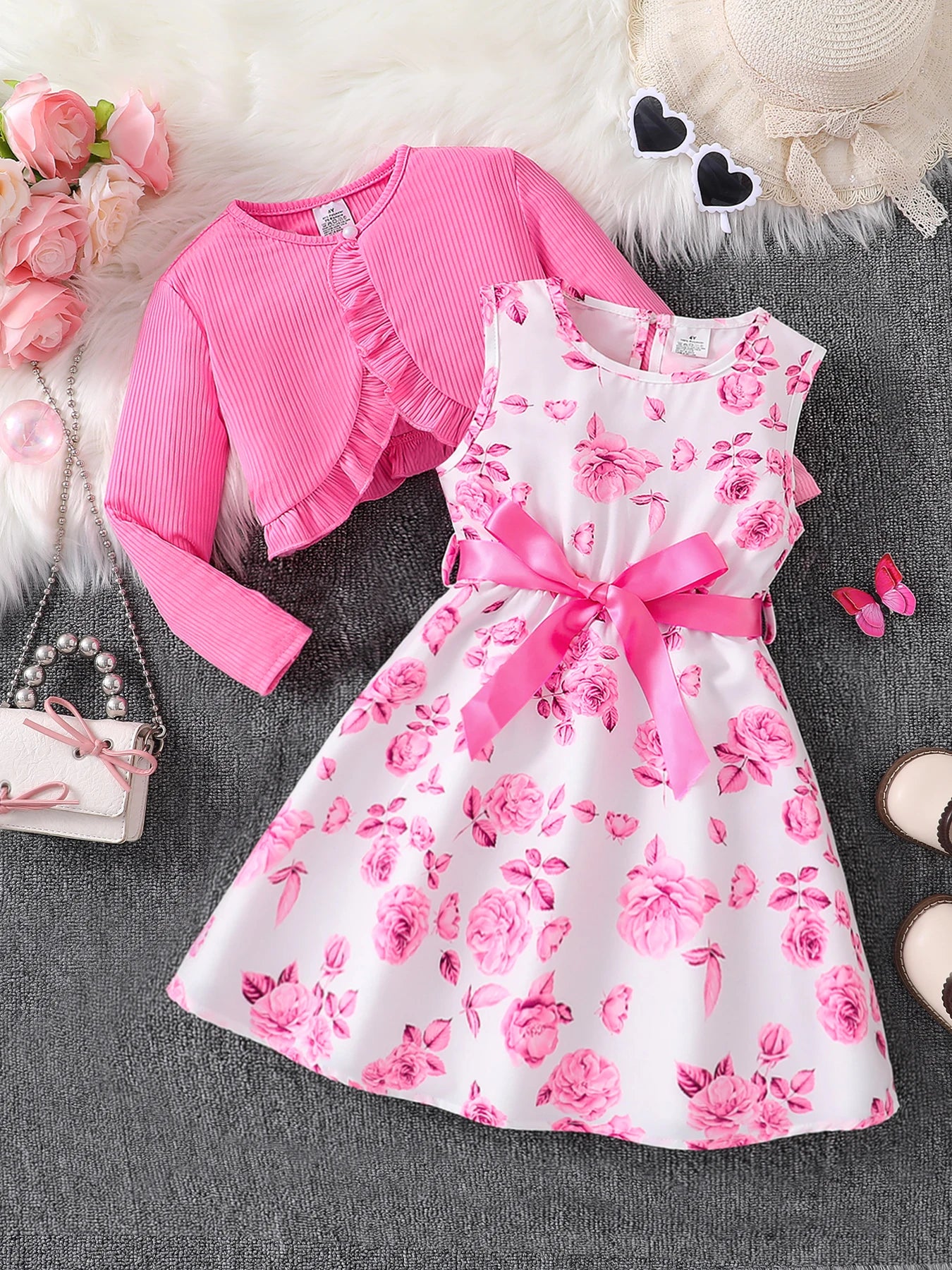 Children's casual vest floral skirt