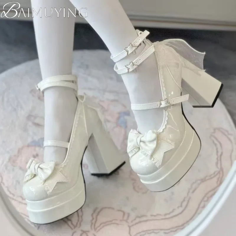 Woman Trendy Lolita Elegant Chunky Pumps