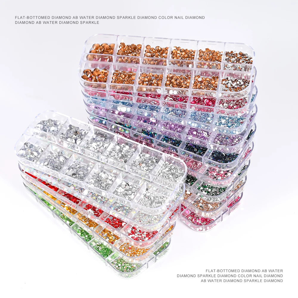 2400pcs+ Shiny Clear Crystal Gems Nail