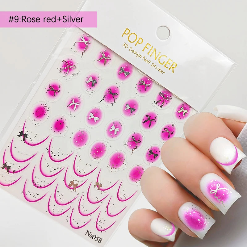 3 D White Bow knot Flower Nail Art Sticker