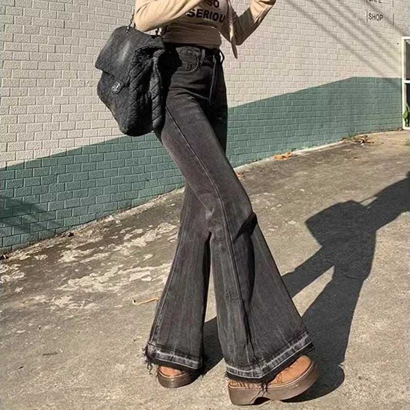 Denim Flare Fit Bell Bottom Lady Fashion Pant Trouser