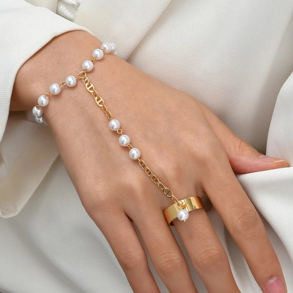Dainty Hand Chain Bracelet Ring