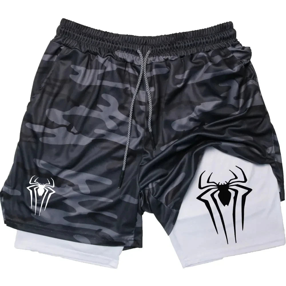 Men Spider Printed GYM Casual Sports Shorts