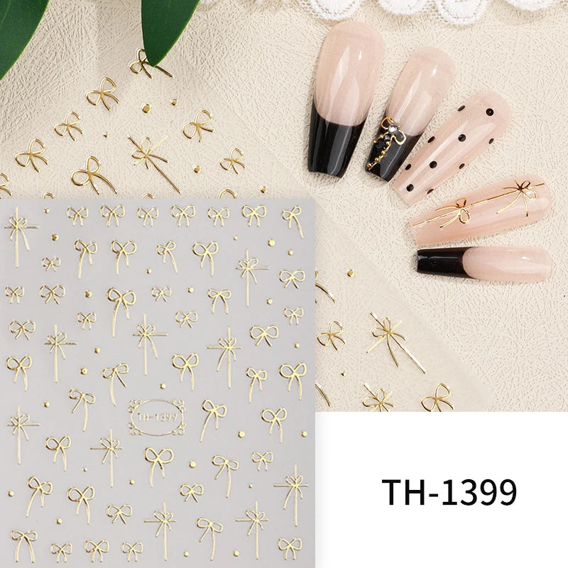 3 D White Bow knot Flower Nail Art Sticker