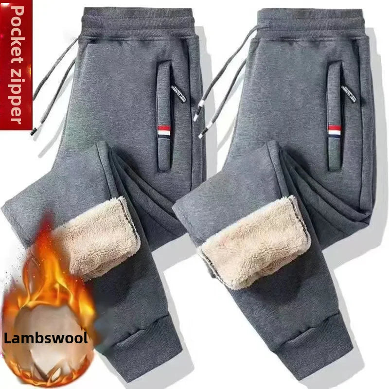 Breathable Men's Casual winter fleece-lined Trousers