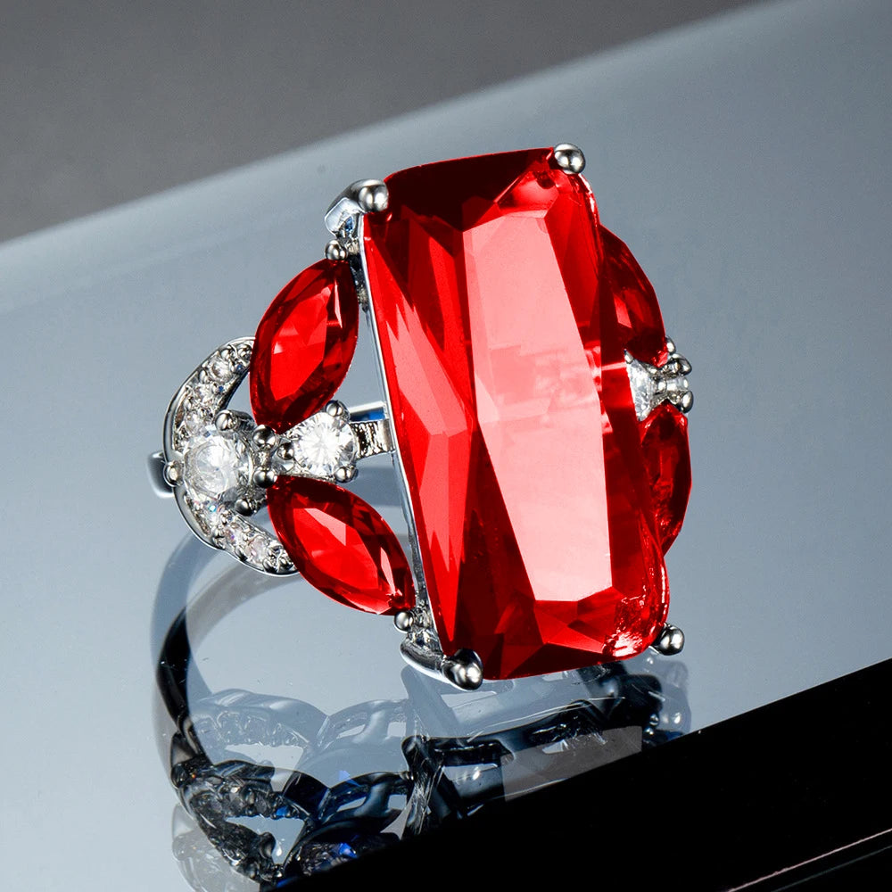 New Fashion Luxury Ruby Crystal Ring