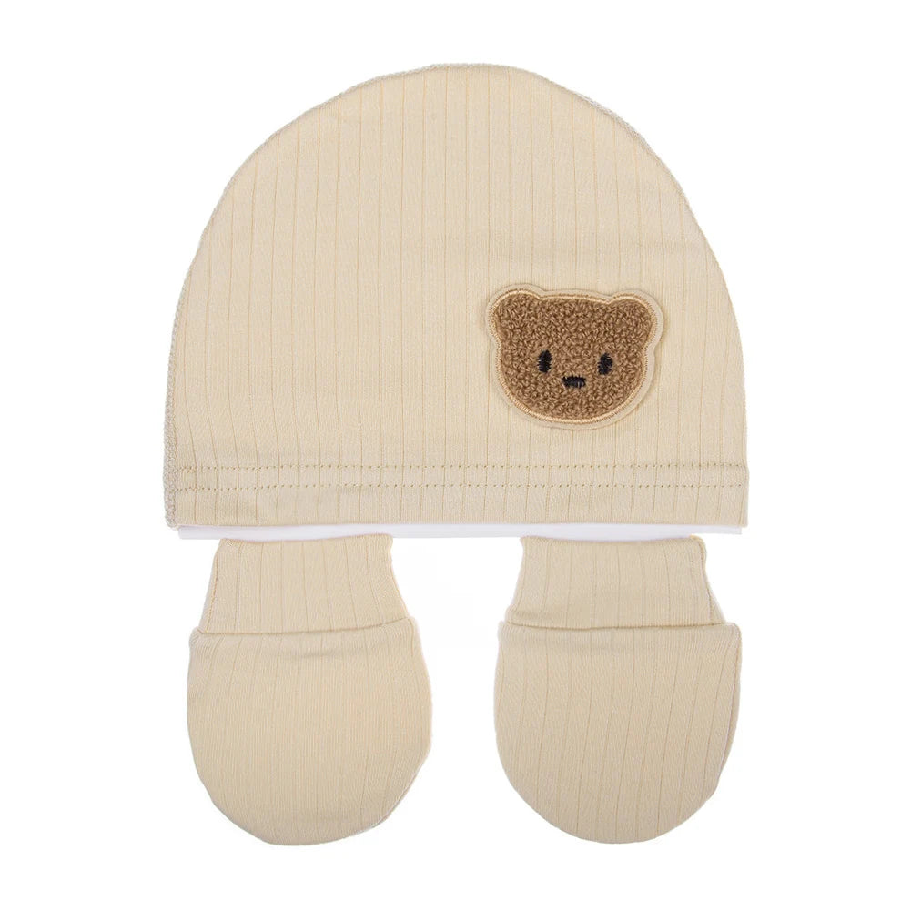 3 Pcs/set Cotton Newborn Hat Mittens Foot Cover