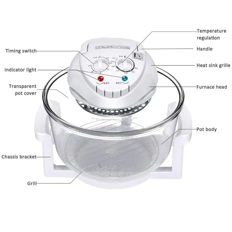 12L Oil-free Air Fryer Electric Fryers Visible Household  Automatic Oven Deep Fryer Multifunctional Cooker French Fries Pan 220V