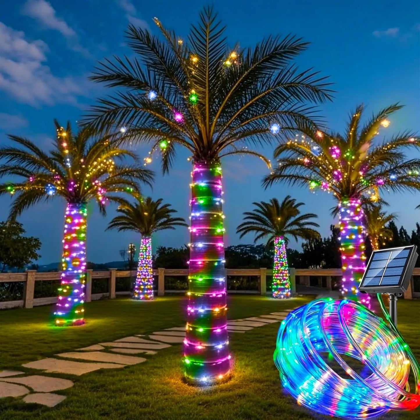 Solar Rope Outdoor Fairy String Lights