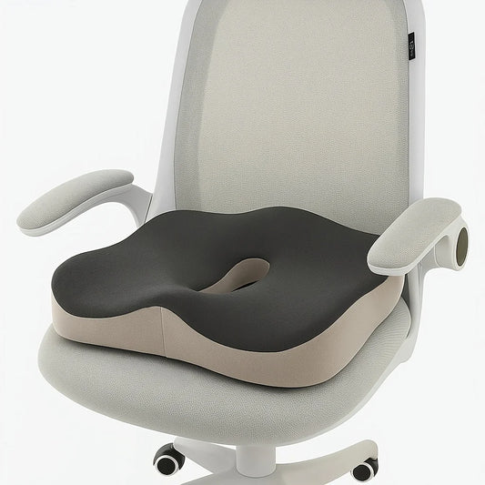1pc Memory Foam Seat Cushion - 3D Ergonomic Support| Light Green & Grey, Washable Polyester, Car/Office Essentials Home Decor