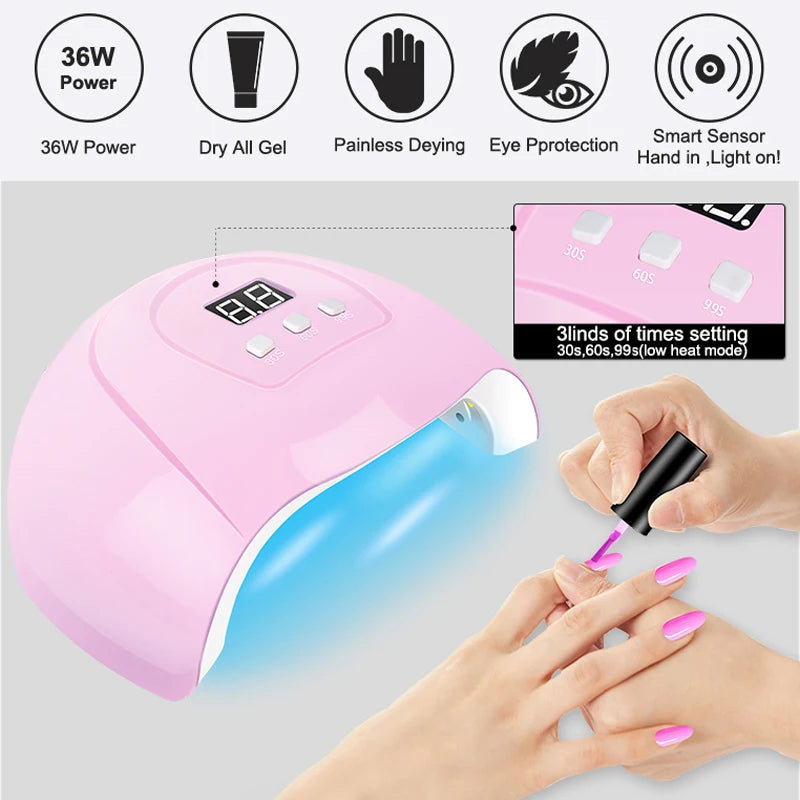 Gel Nail Polish Kit With UV Nail Lamp+Tools