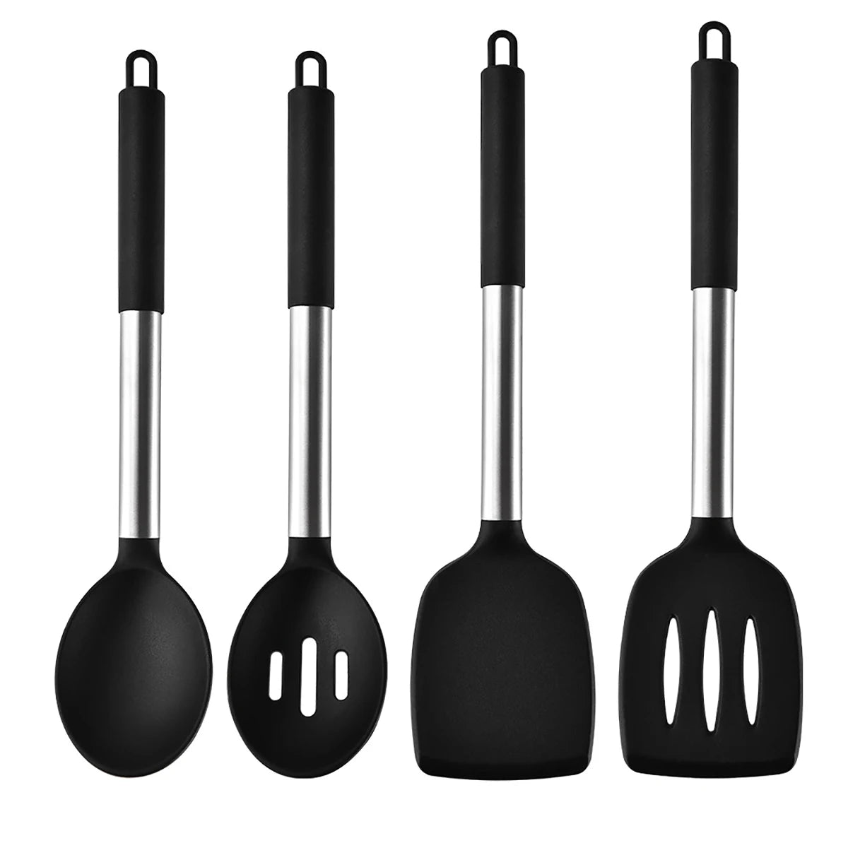 2/4/6/8pcs Silicone Kitchenware Set Stainless Steel Hand Shovel Soup Spoon Spaghetti Claw Cooking Set Household Kitchen Tool Set