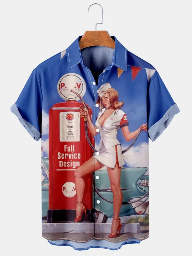 3D Printing Oversized  Floral shirts for men