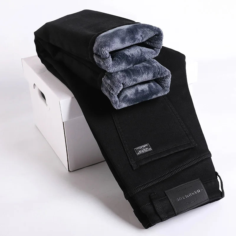Winter Fleece Thick Warm Jeans For Men
