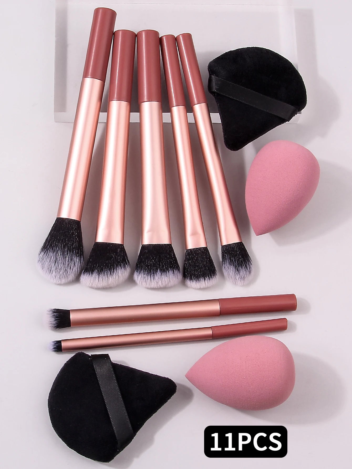 11pcs Metal Long-handle Makeup Brush Set