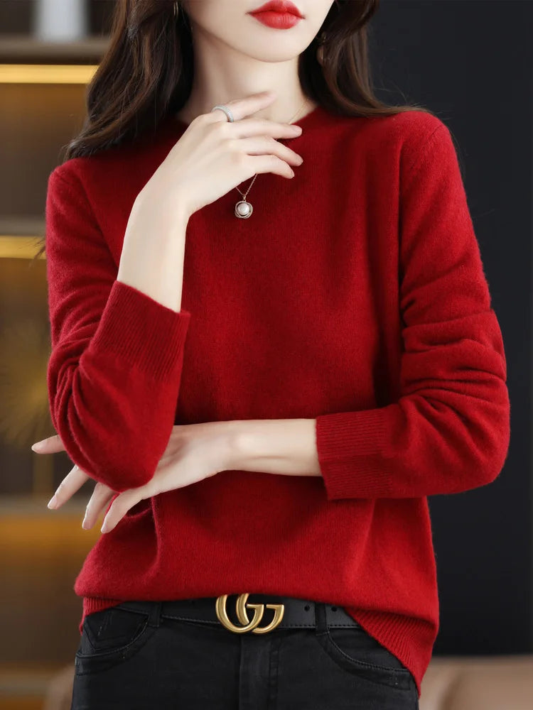 Merino Wool Elegant Cashmere Jumper Tops