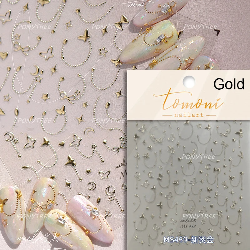 Star Moon Love Heart Necklace Nail Sticker