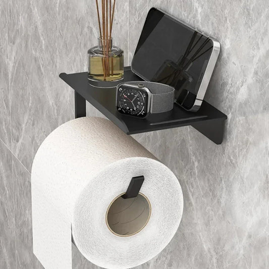 Wall-Mounted Roll Paper Rack Phone Storage Toilet Paper Holder Plastic Storage Rack Kitchen Towel Holder Bathroom Supplies
