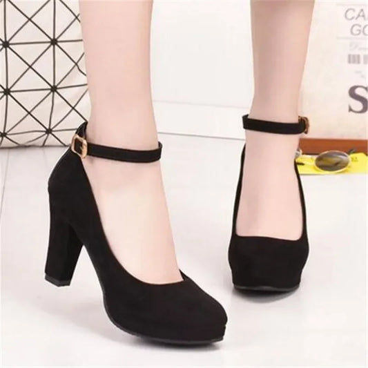 Women Flock Sweet Thick High Heels