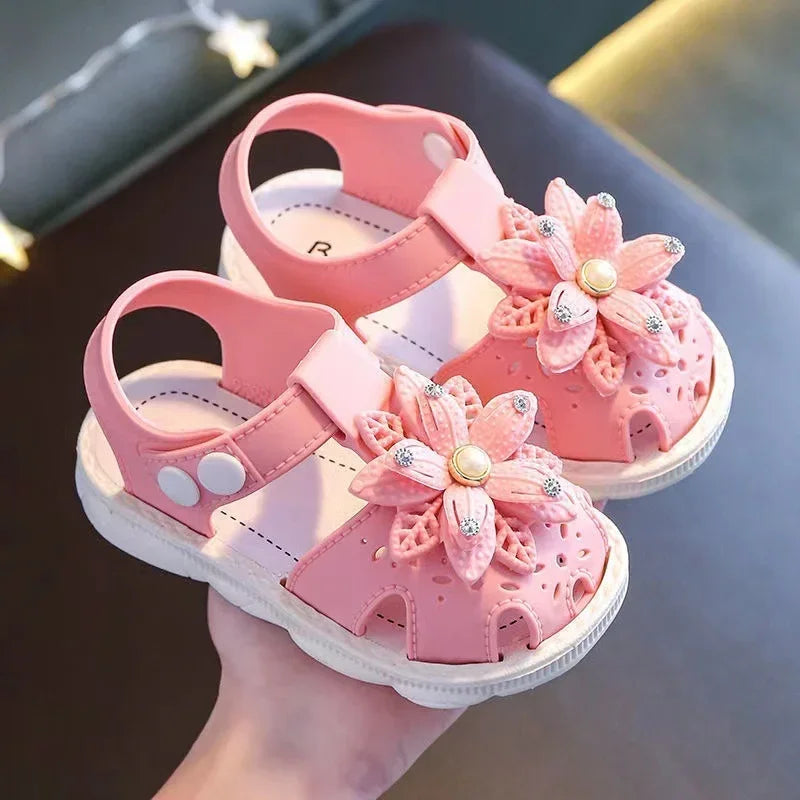 Solid Bow Children's  Non Slip Sandals