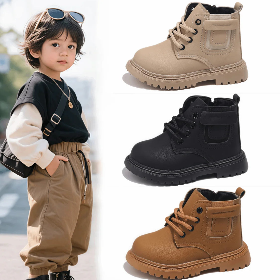 Leather Casual Comfortable Warm Kids Boots