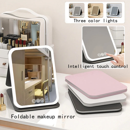 Foldable HD Makeup Mirror Intelligent Touch Control