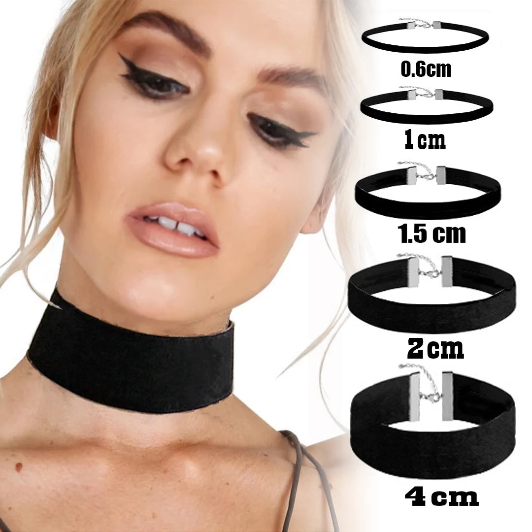 Punk Gothic Soft Black Velvet Choker