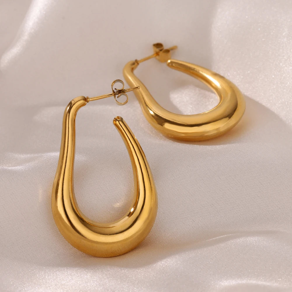 Hollow Curve Big Hook Hoop Earrings