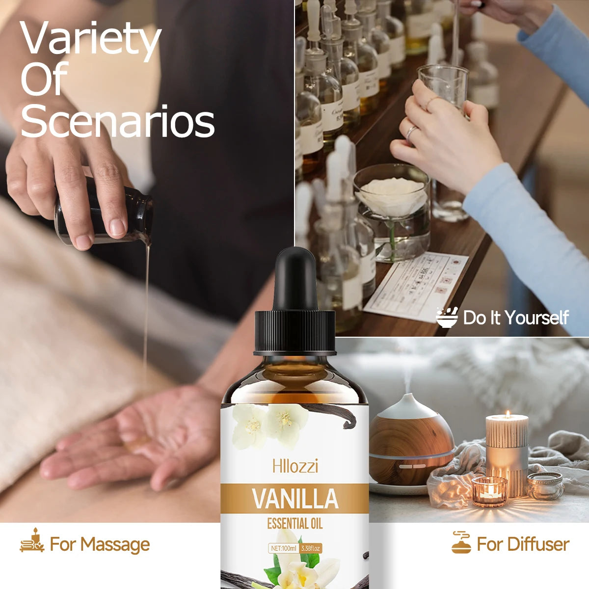 Vanilla essential oil for face+aromatherapy