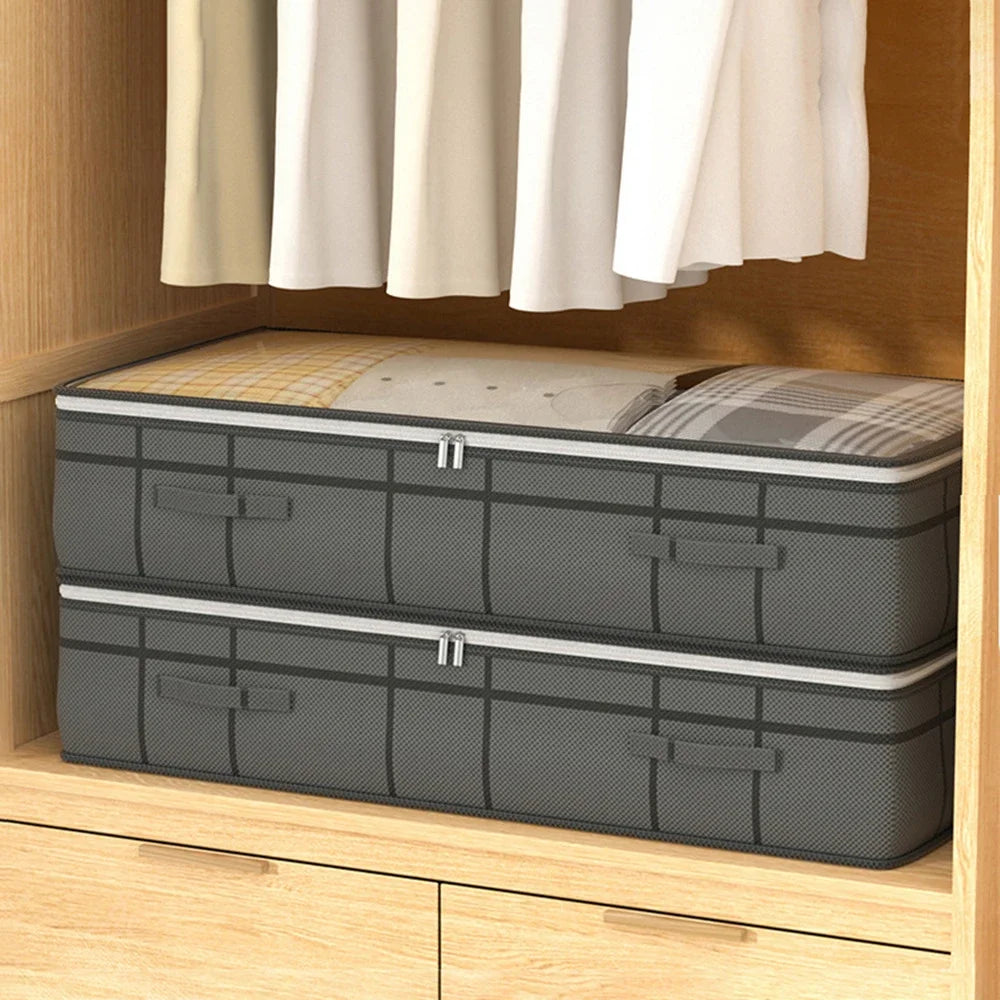 1/2PCS foldable non-woven bed bottom storage bag Large capacity clothing blanket storage bag Tidy bedroom closet dust space save