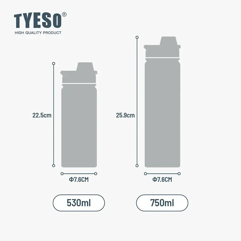 Tyeso 530/750ML Thermos Bottle Stainless Steel Flask Travel Bottle Insulated Hot Cold Water Sport Thermal Cup Mug Vacuum Cup