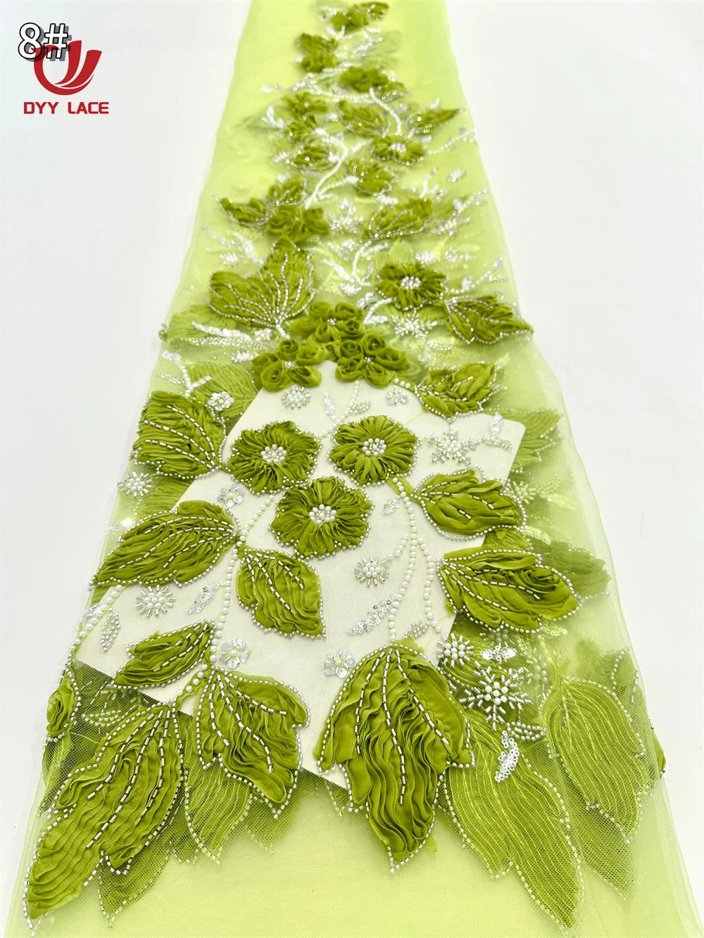 5 Yards African Lace Fabric 2025 High Quality French 3D Flower Sequins Embroidery Beads Tulle Lace Fabric For Party Dress