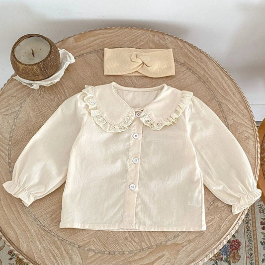 Black Ear Edge Doll Neck Top