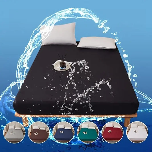 1pc Soft and Breathable Waterproof Fitted Sheet for Bedroom Deep Pocket Mattress Cover for for All Seasons