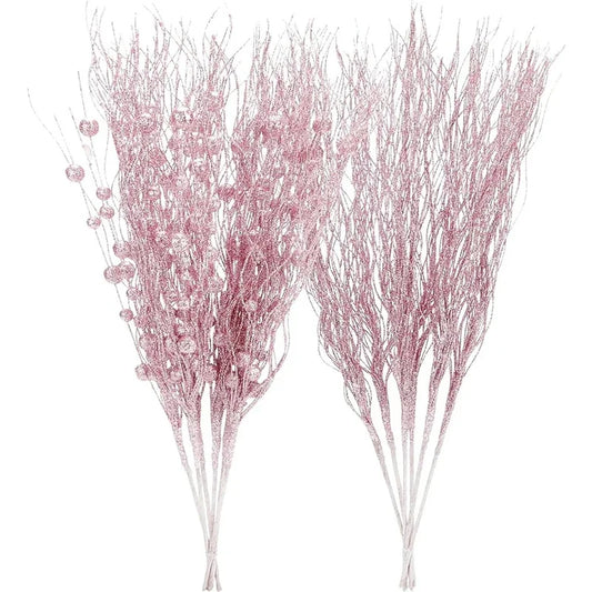 16Pcs Christmas Decoration Glitter Artificial Branches