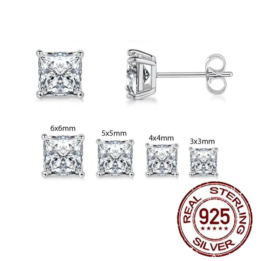 Sterling Silver Zircon Stud Earrings
