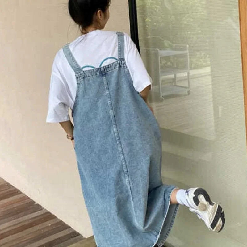 Denim Overall Fashion Female Slip Casual Loose Dress