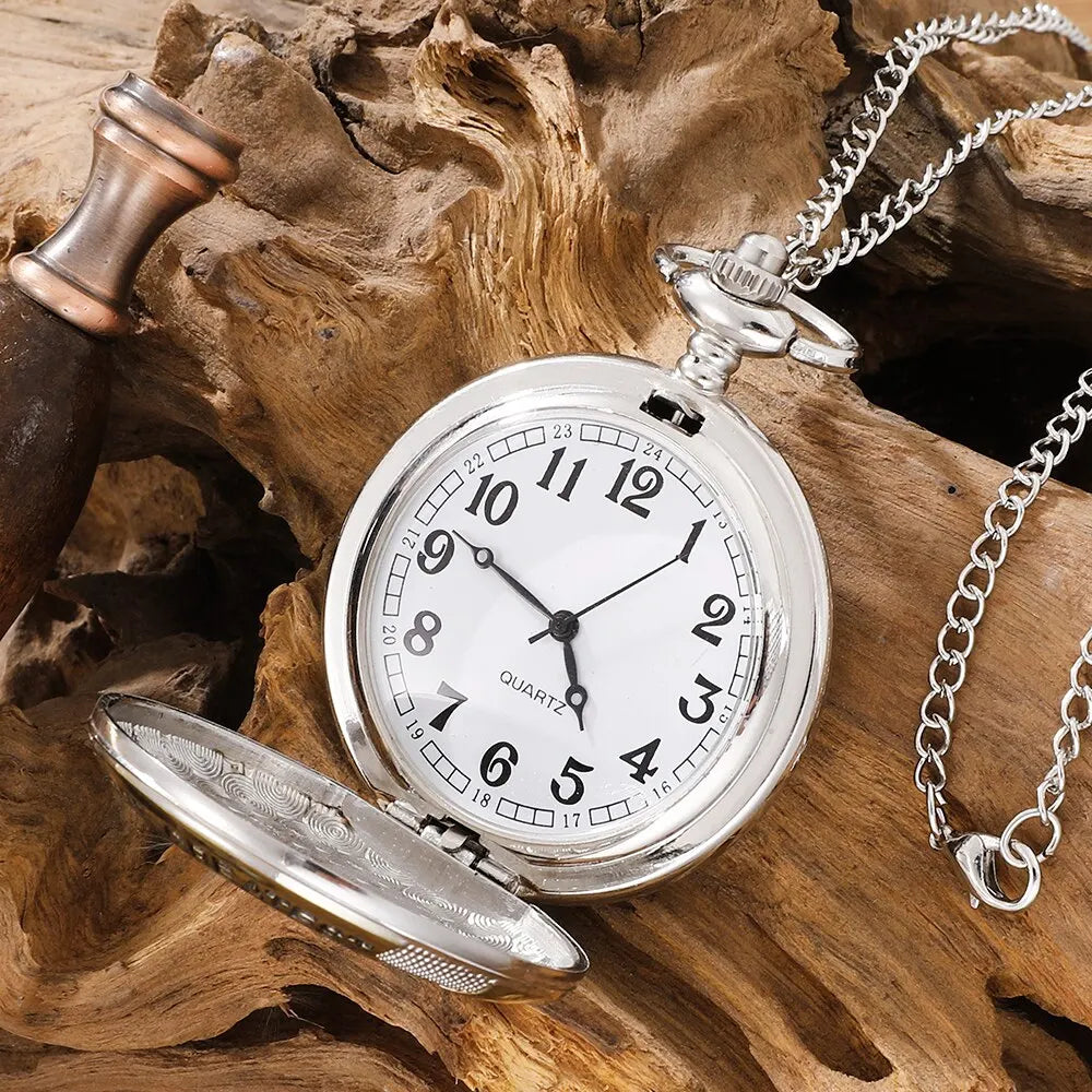 Vintage Silver Golden Luxury Quartz Pocket Watch