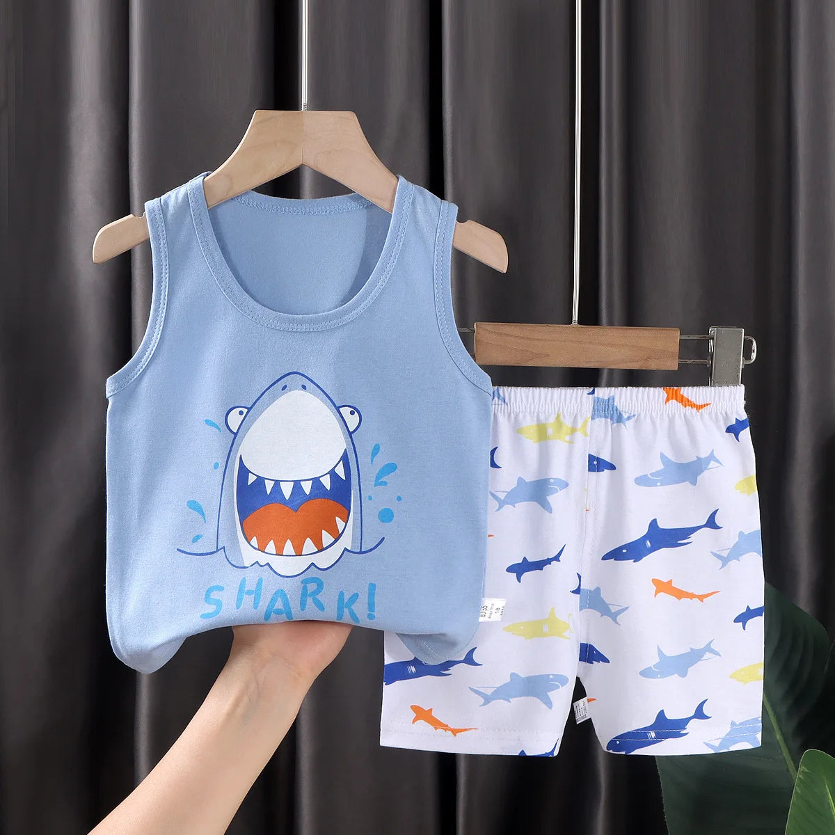 2 PCS Children Vest Suit T-Shirts