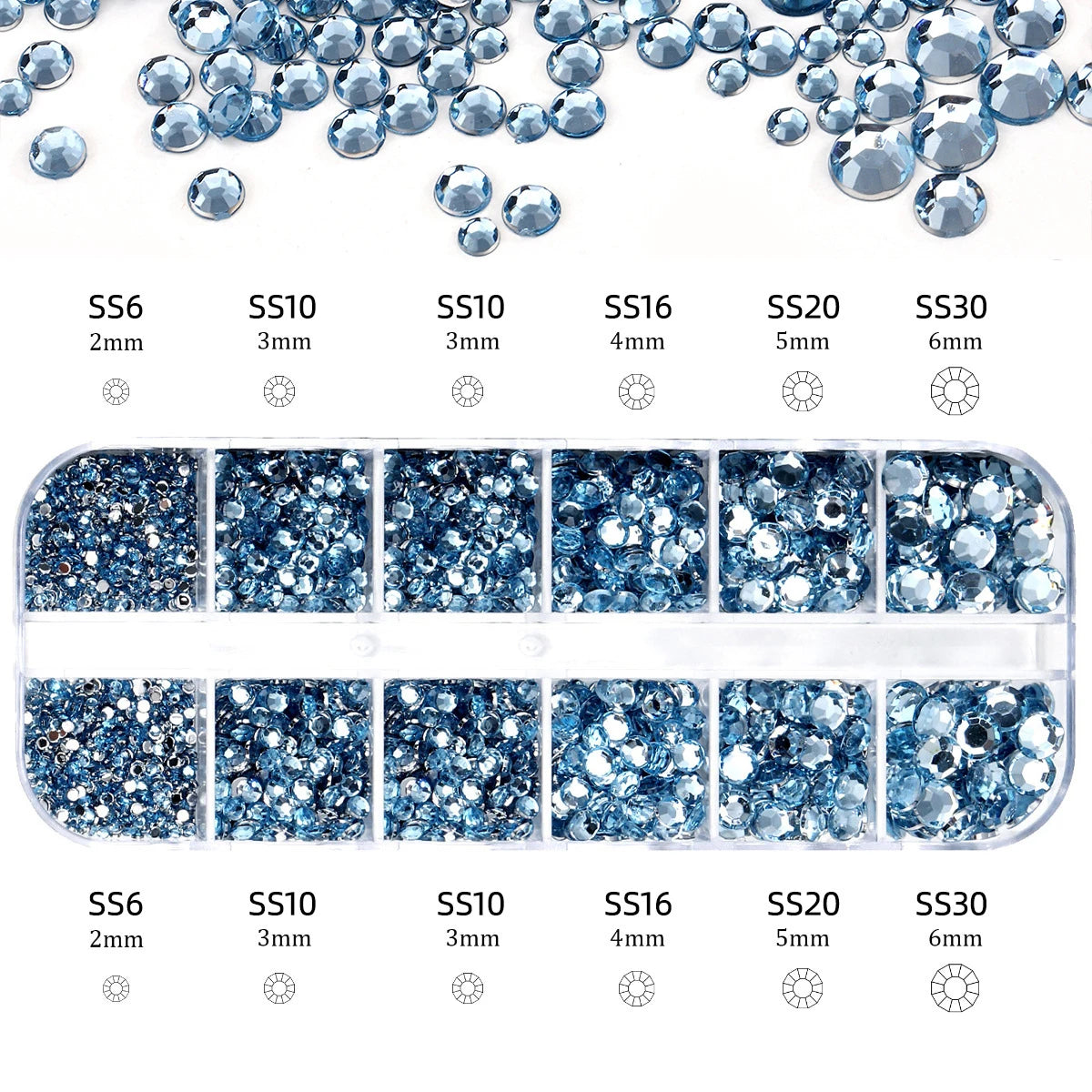 2400pcs+ Shiny Clear Crystal Gems Nail