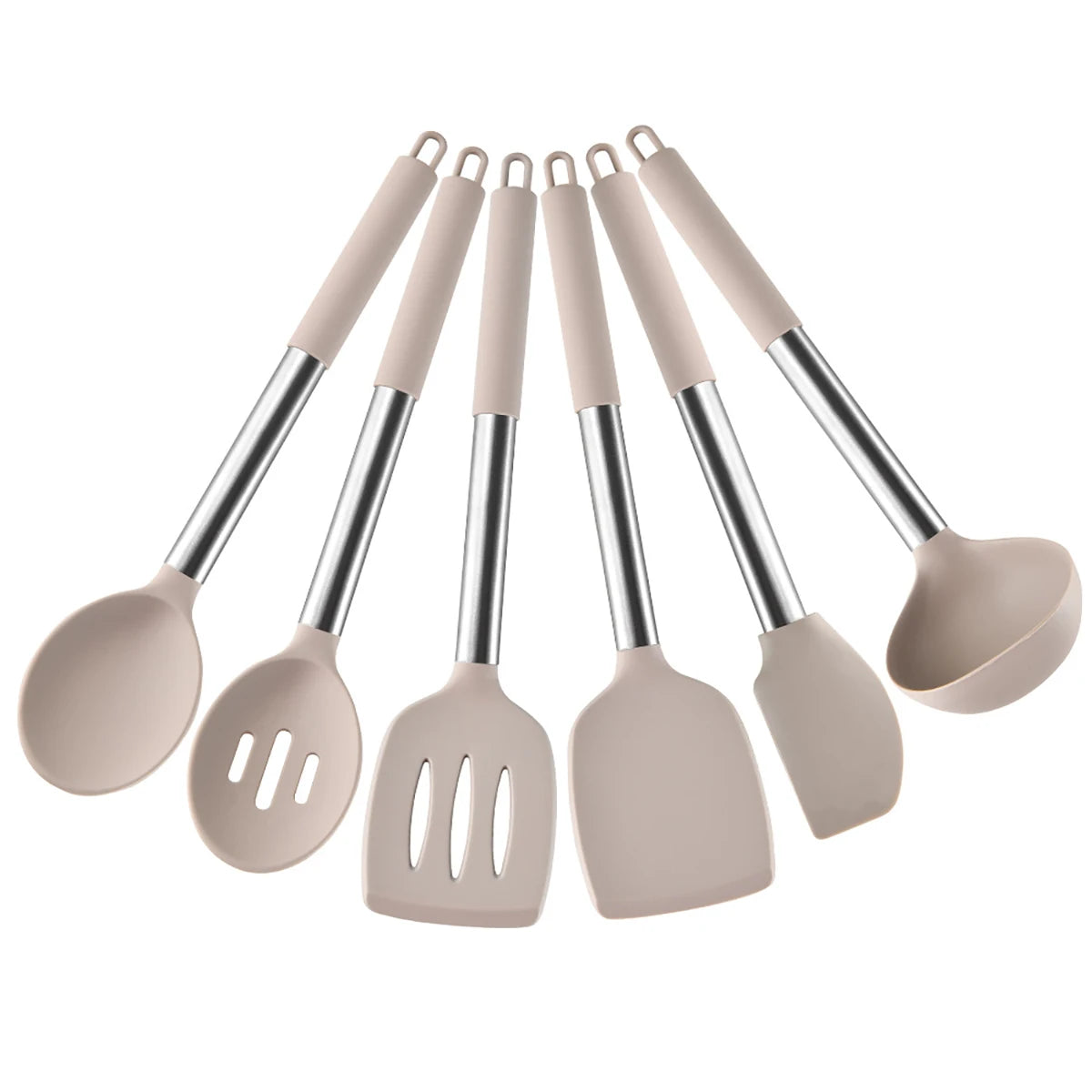2/4/6/8pcs Silicone Kitchenware Set Stainless Steel Hand Shovel Soup Spoon Spaghetti Claw Cooking Set Household Kitchen Tool Set