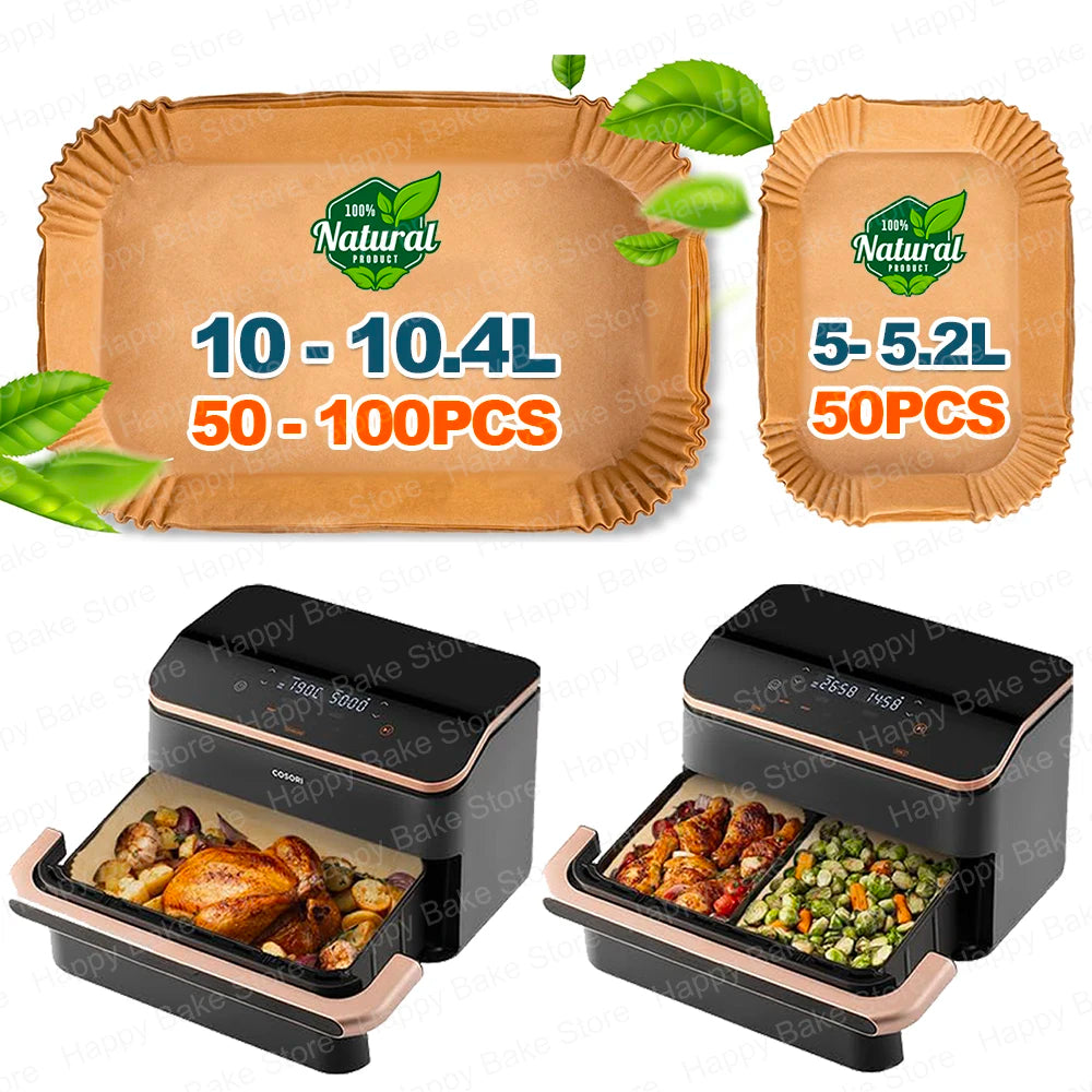 Hot Air Fryer Baking Paper for Cosori 2 Chambers Airfryer Dual Blaze TwinFry XXL 10L, Ninja Foodi Flexdrawer 10.4L AF500DE