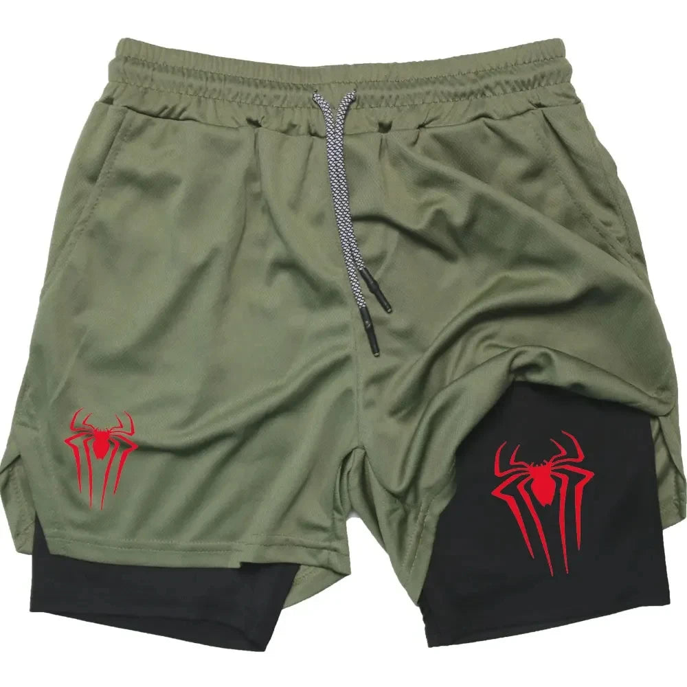 Men Spider Printed GYM Casual Sports Shorts