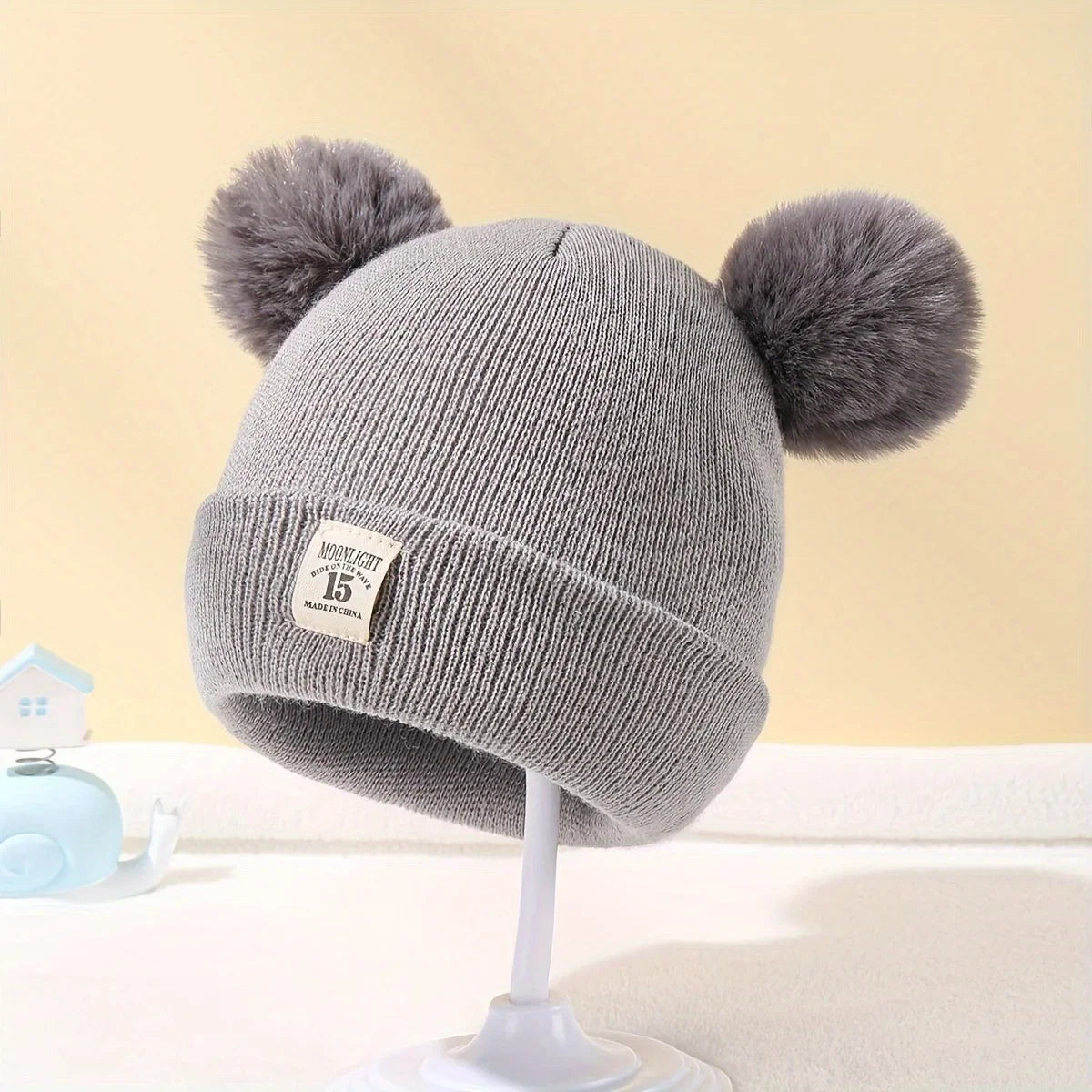 Wool Knitted Pompom Hat For Kids